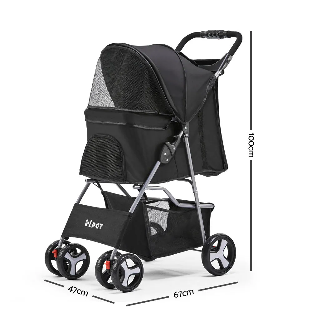 4 Wheel Pet Stroller - Black