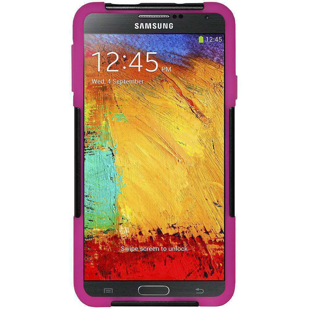 AMZER Dual Layer Hybrid Kickstand Case for Samsung GALAXY Note 3 - Black/HotPink