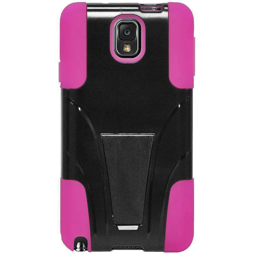 AMZER Dual Layer Hybrid Kickstand Case for Samsung GALAXY Note 3 - Black/HotPink