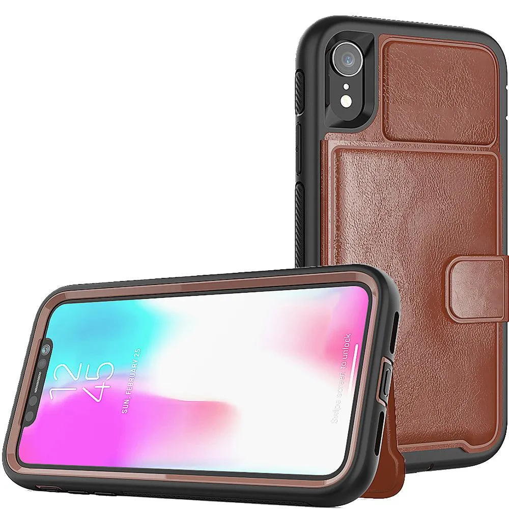 Apple iPhone XR (6.1) Magnetic Folio Leather Wallet W. Card Slot and Stand Case by Modes