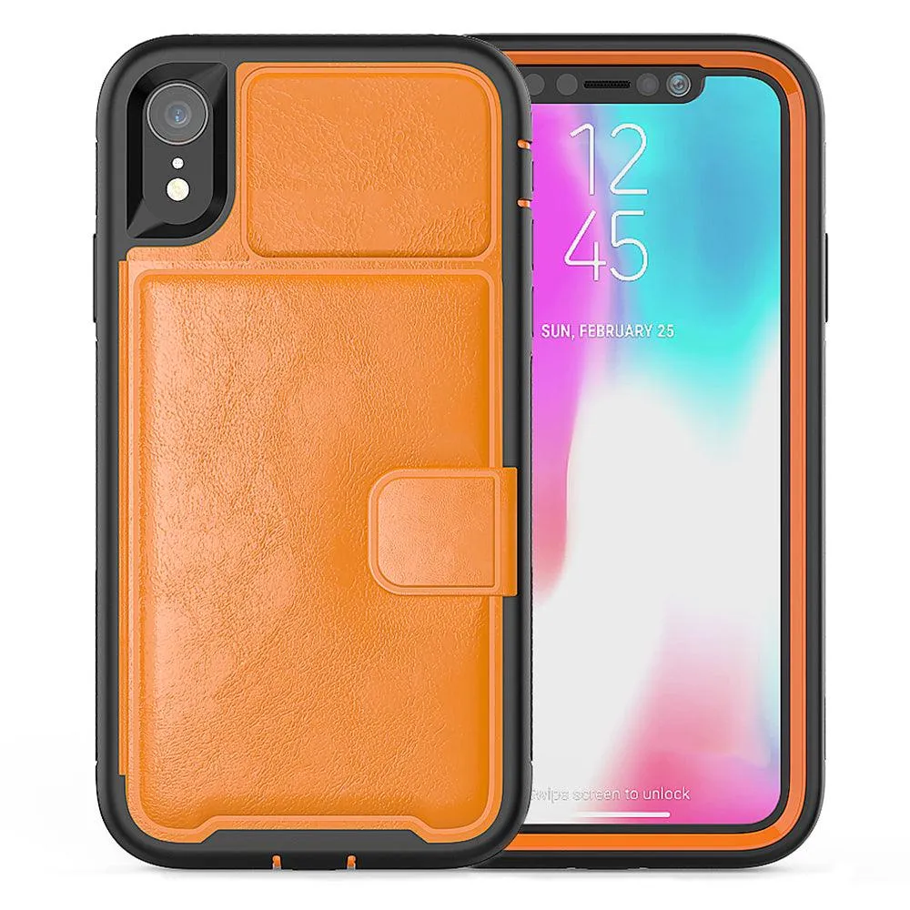 Apple iPhone XR (6.1) Magnetic Folio Leather Wallet W. Card Slot and Stand Case by Modes