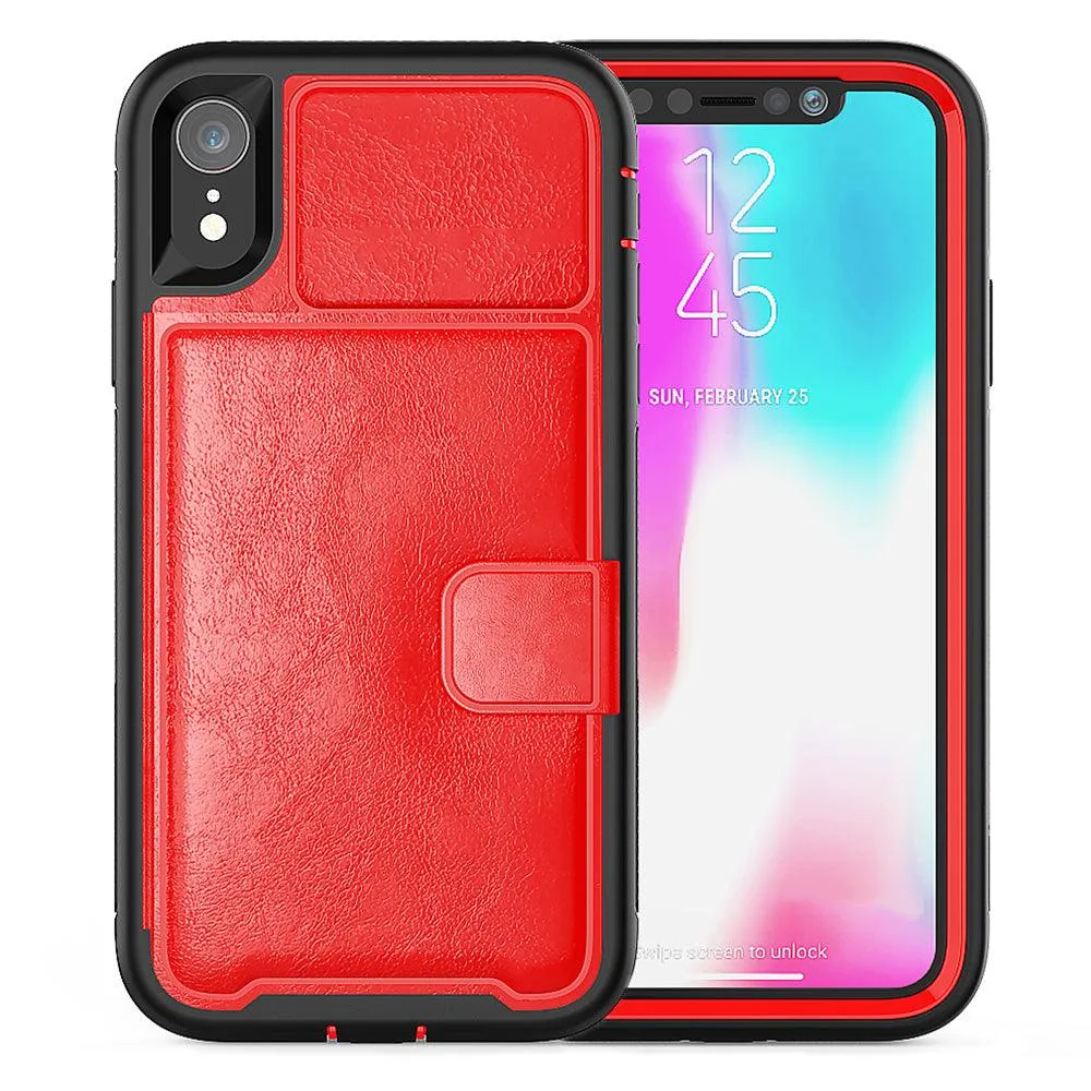 Apple iPhone XR (6.1) Magnetic Folio Leather Wallet W. Card Slot and Stand Case by Modes