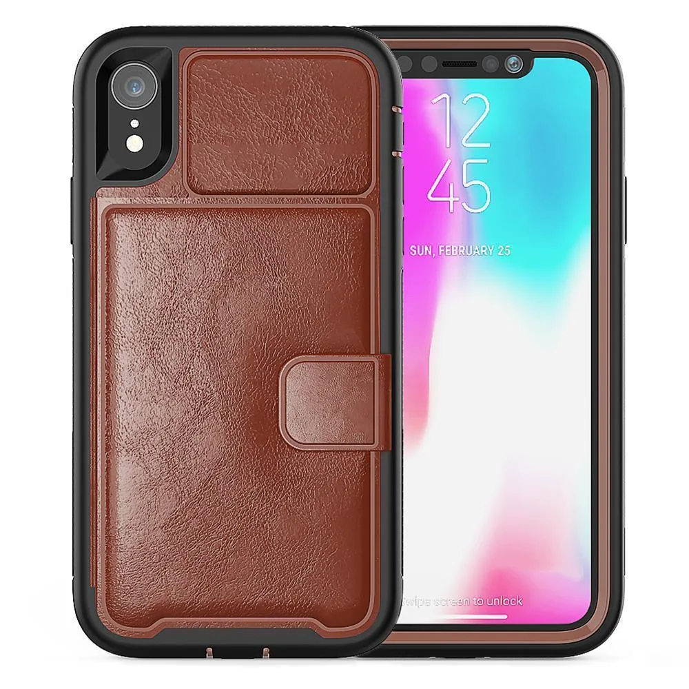 Apple iPhone XR (6.1) Magnetic Folio Leather Wallet W. Card Slot and Stand Case by Modes