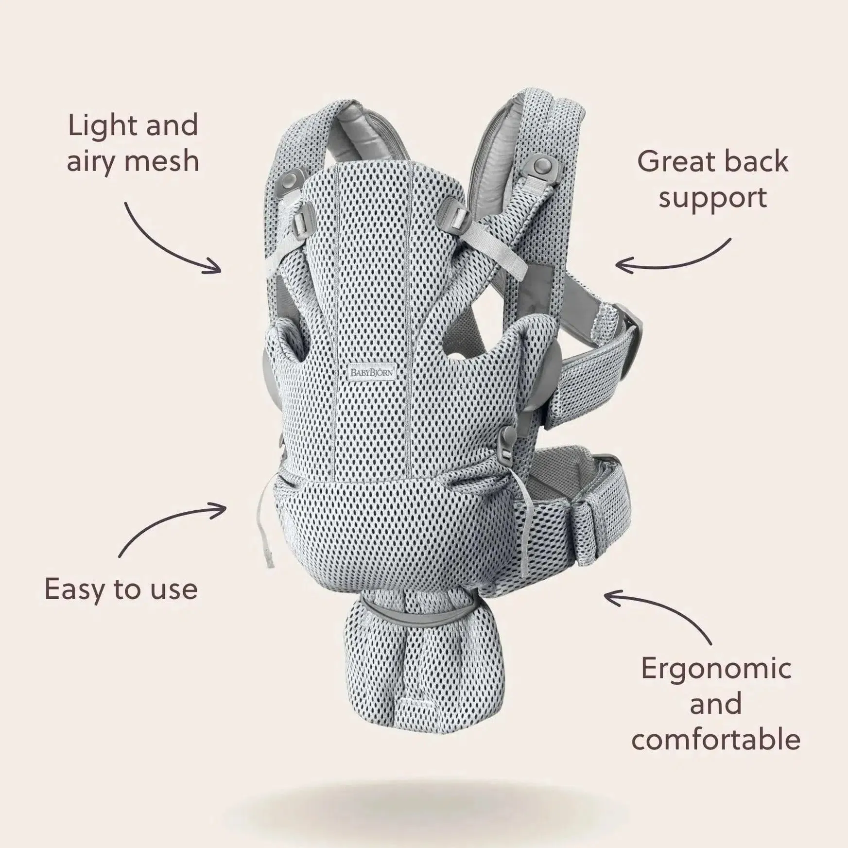 Baby Bjorn - Baby Carrier Free - Grey Beige