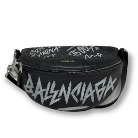 Balenciaga Black Graffiti Souvenir Shoulder Belt Bag