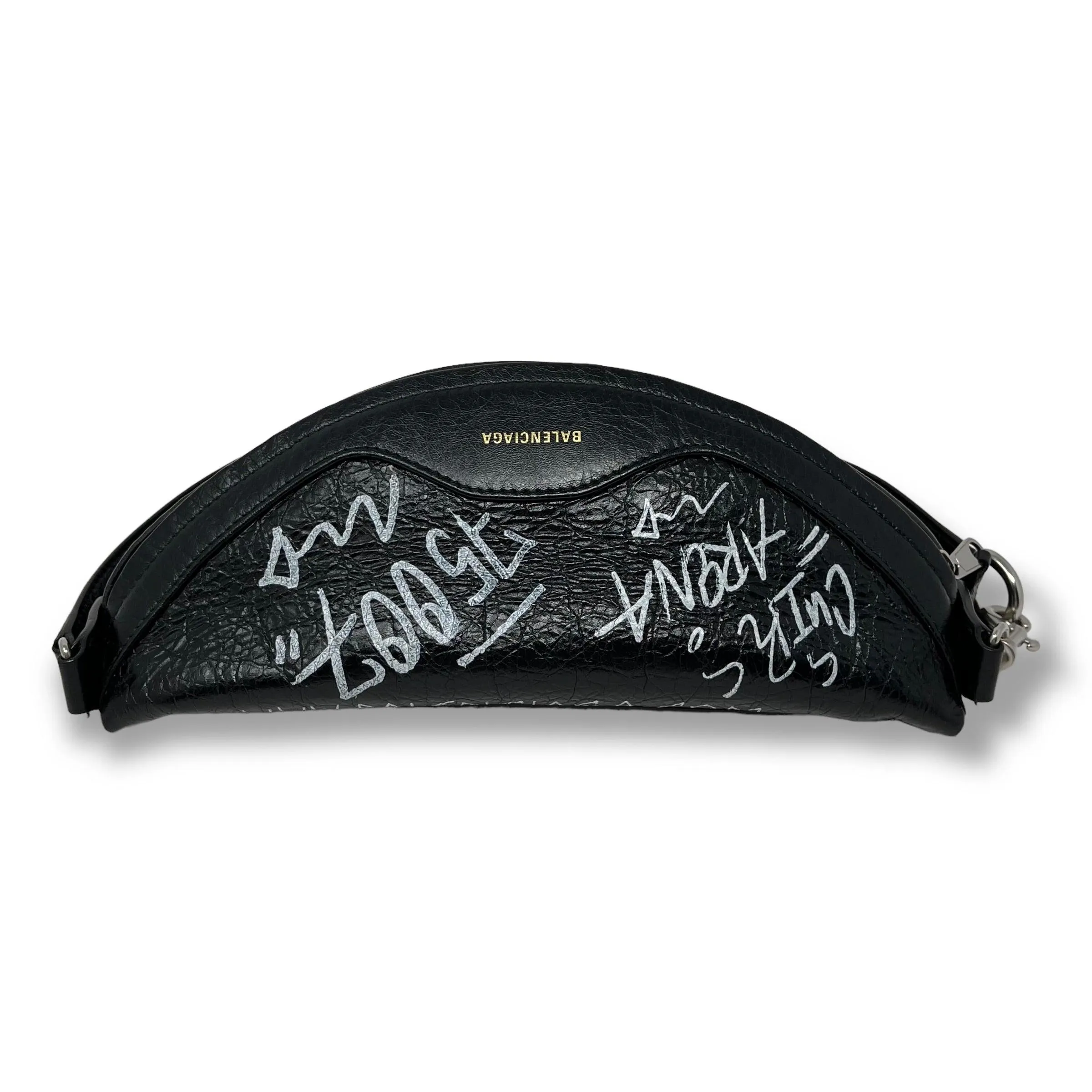 Balenciaga Black Graffiti Souvenir Shoulder Belt Bag