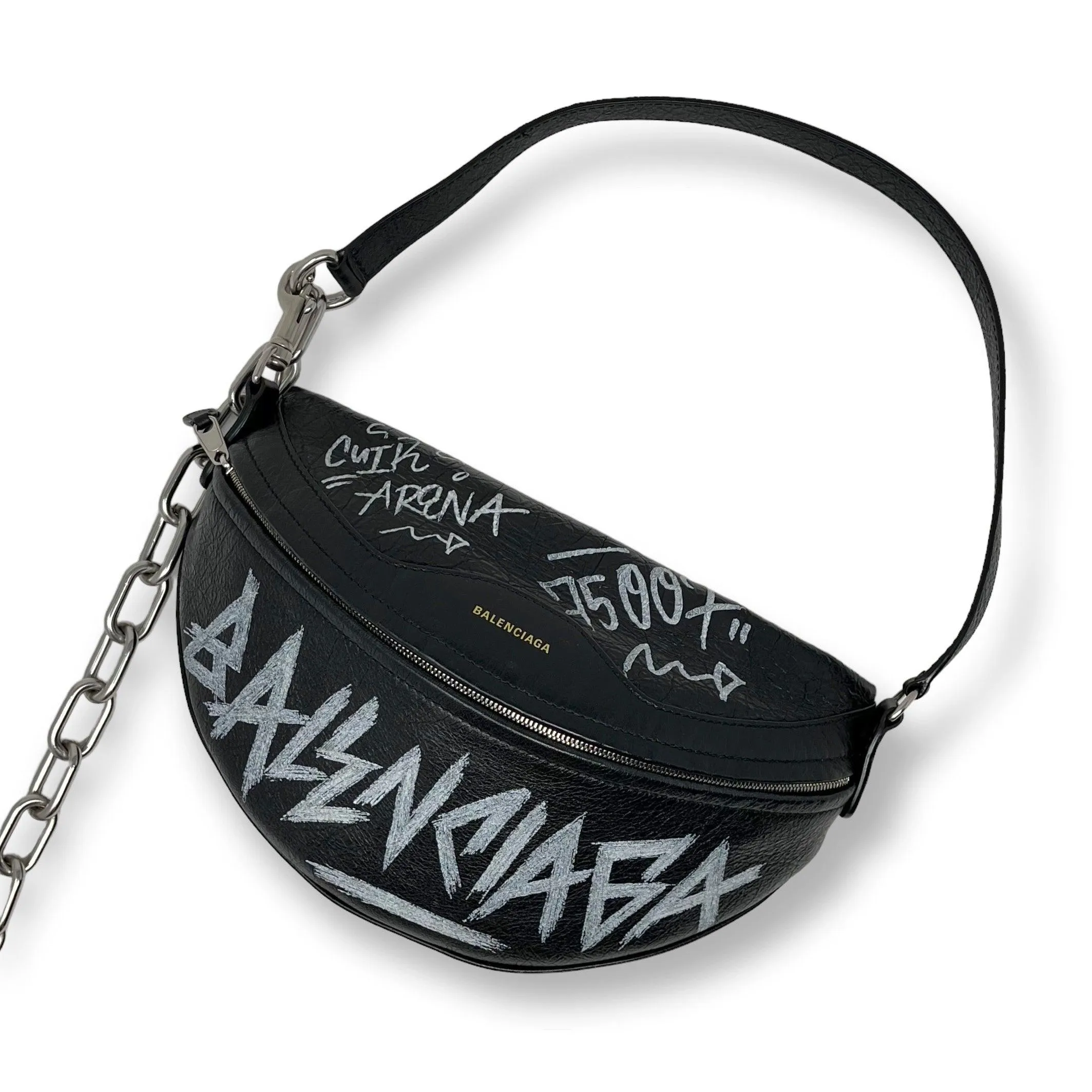 Balenciaga Black Graffiti Souvenir Shoulder Belt Bag