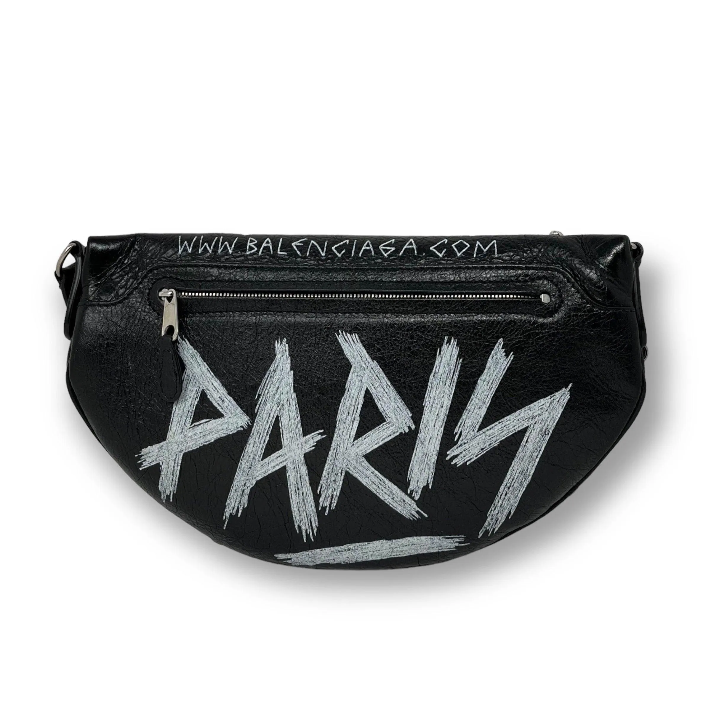 Balenciaga Black Graffiti Souvenir Shoulder Belt Bag