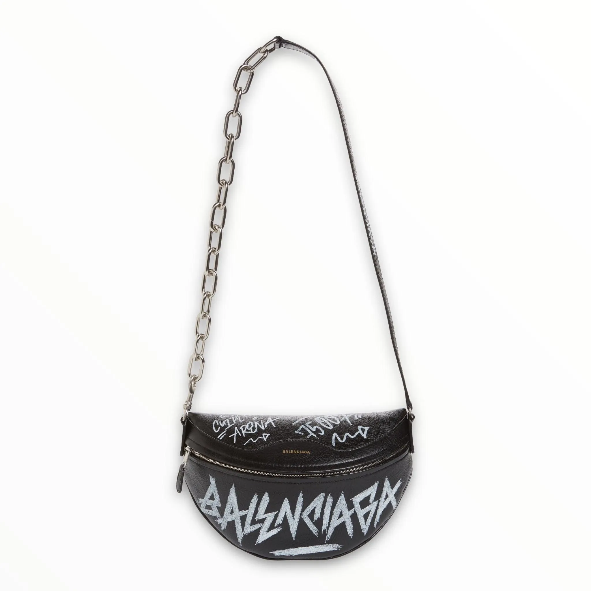 Balenciaga Black Graffiti Souvenir Shoulder Belt Bag