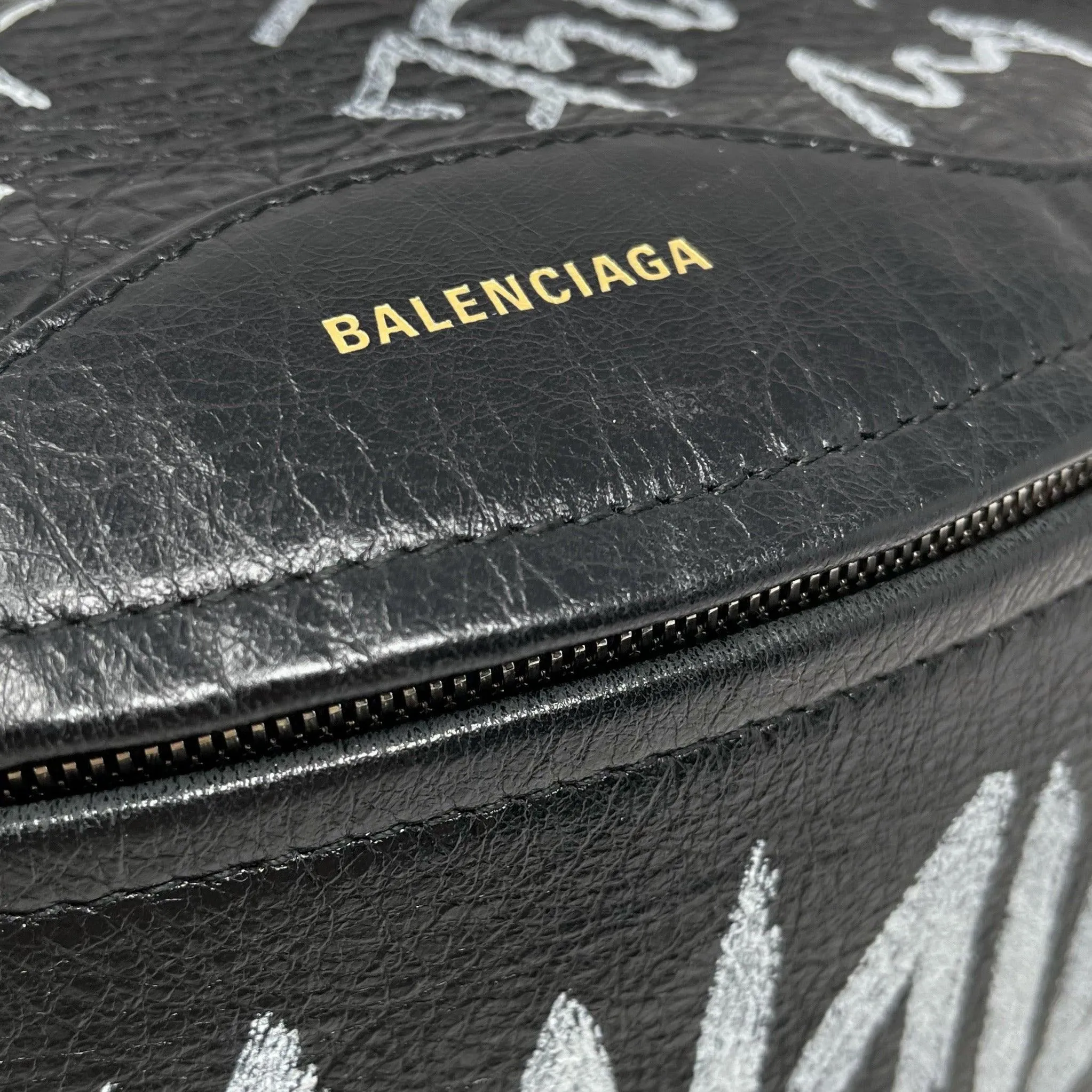 Balenciaga Black Graffiti Souvenir Shoulder Belt Bag