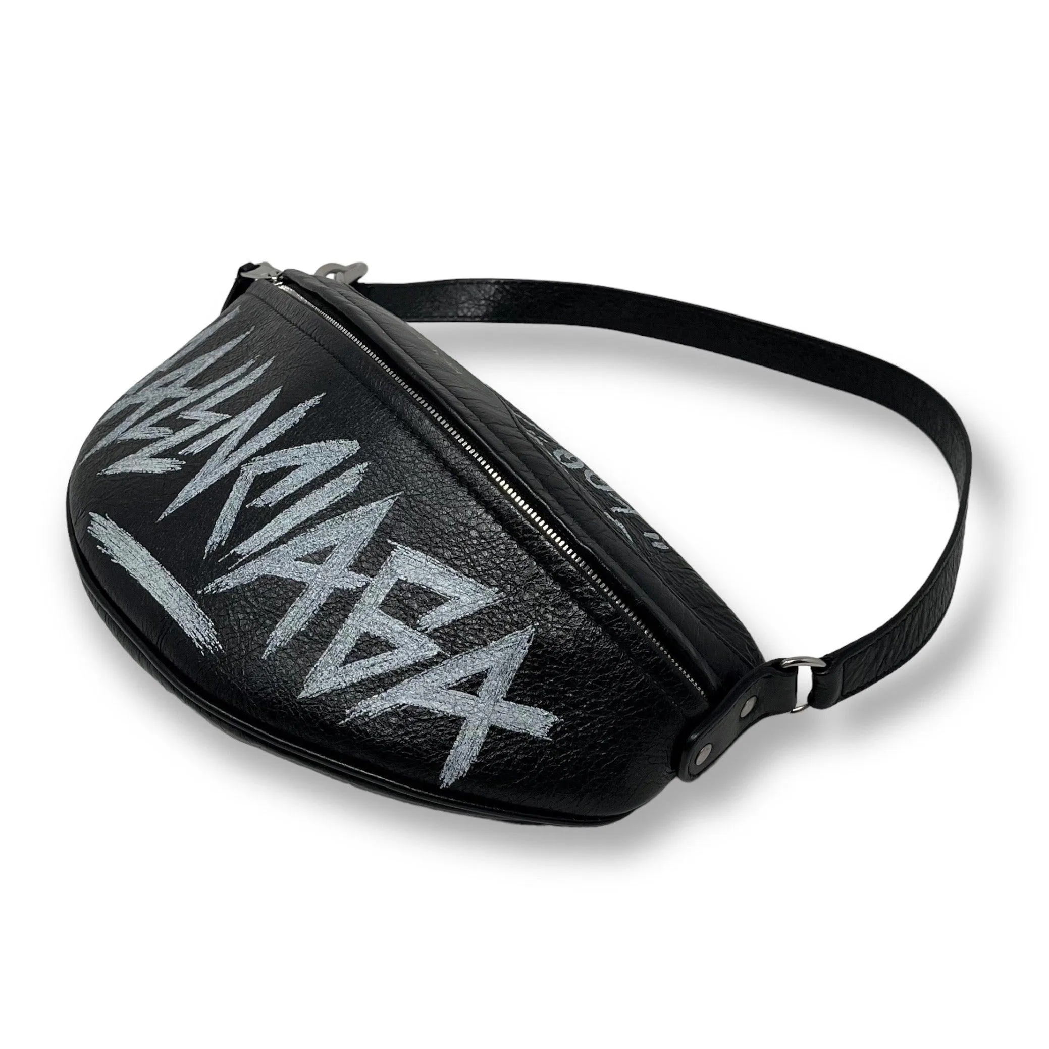 Balenciaga Black Graffiti Souvenir Shoulder Belt Bag