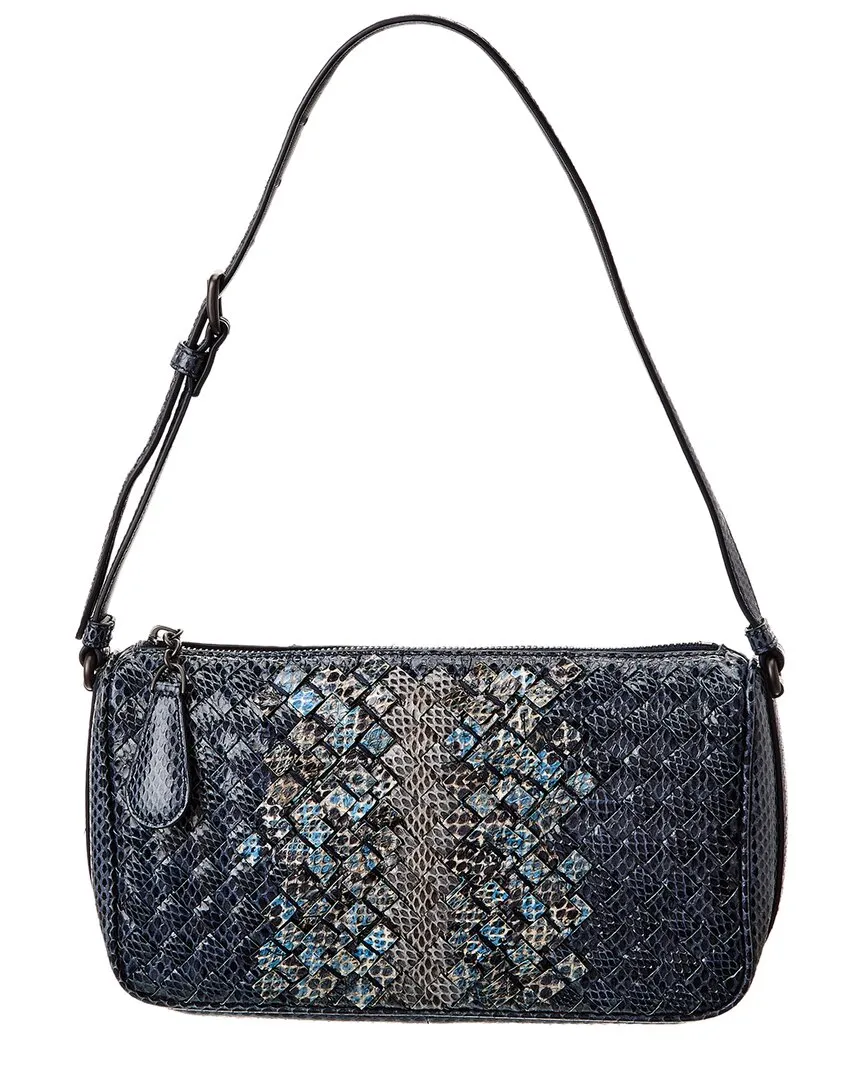 Bottega Veneta Intrecciato Snakeskin Shoulder Bag