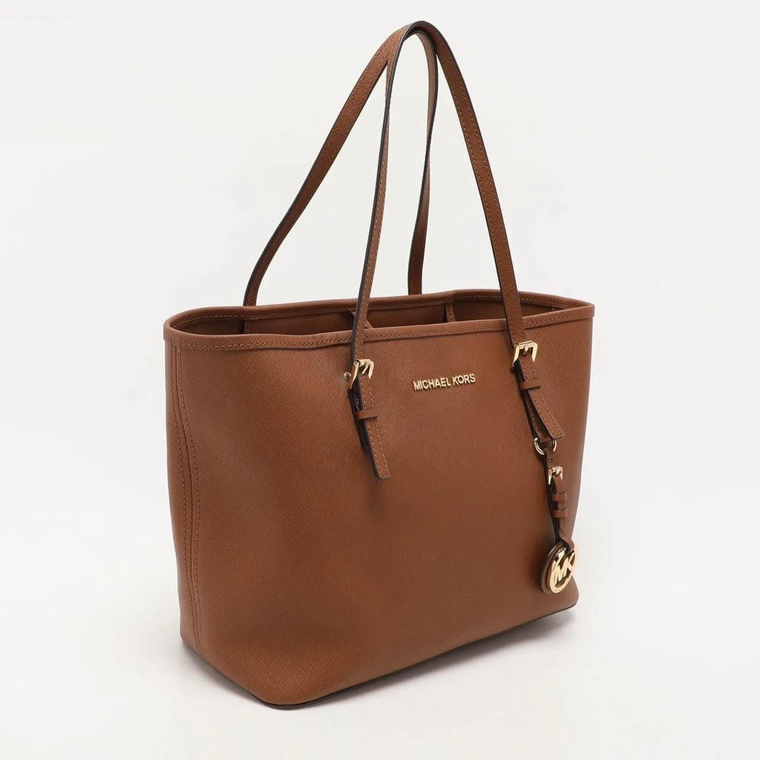 Brown Saffiano Leather Small Jet Set Travel Tote