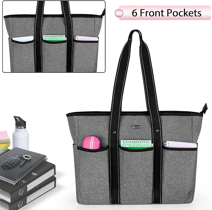 Damero Teacher Bag with Felt Organiser Insert, Teacher Utility Tote Bag with Laptop Sleeve for Work Travel School