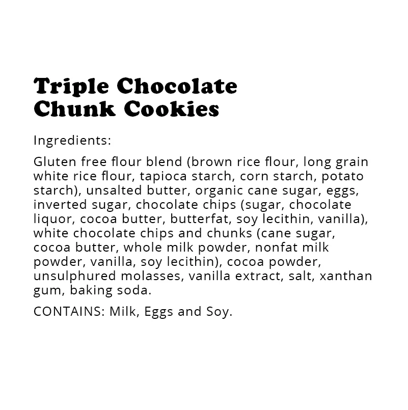 Gluten-Free Triple Chocolate Chunk Cookies Shelf Stable Pouch (3 Pack)