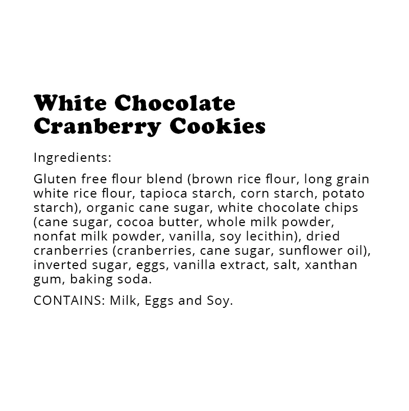 Gluten-Free White Chocolate Cranberry Cookies Shelf Stable Pouch (3 pack)