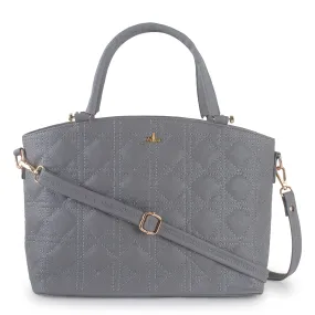 Grey Spacious Quilted Hand Bag