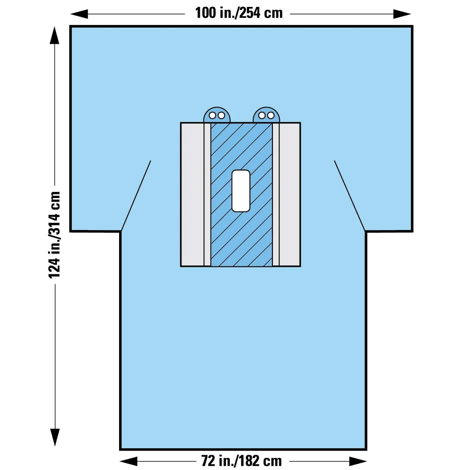 Halyard Laparotomy Drape with Pouches, 100" x 72" x 124"