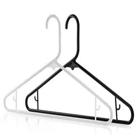 HANGERWORLD 20 Black White 16inch Plastic All Purpose Coat Clothes Garment Pant Skirt Bar Hangers Loop Hooks