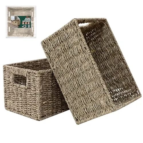 HOMESTEAD:  Hand Woven Rectangular Storage Baskets (2 Packs)