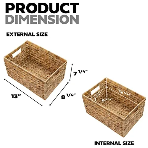 HOMESTEAD:  Hand Woven Rectangular Storage Baskets (2 Packs)