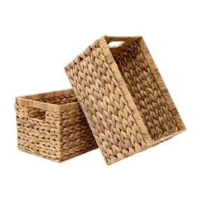 HOMESTEAD:  Hand Woven Rectangular Storage Baskets (2 Packs)