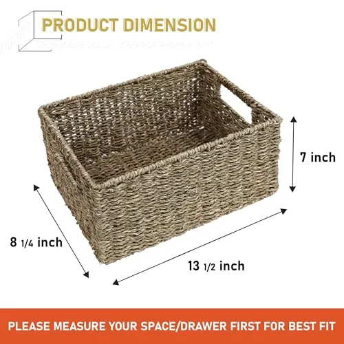 HOMESTEAD:  Hand Woven Rectangular Storage Baskets (2 Packs)