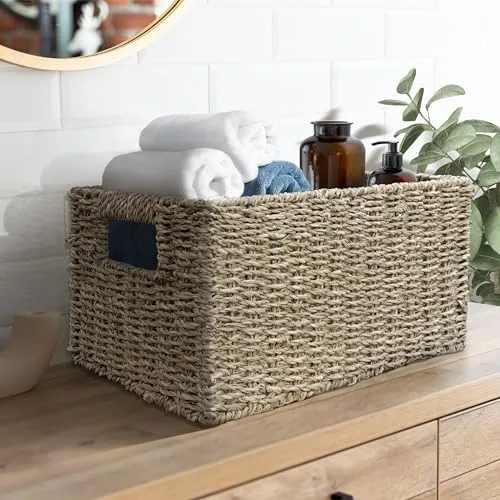 HOMESTEAD:  Hand Woven Rectangular Storage Baskets (2 Packs)