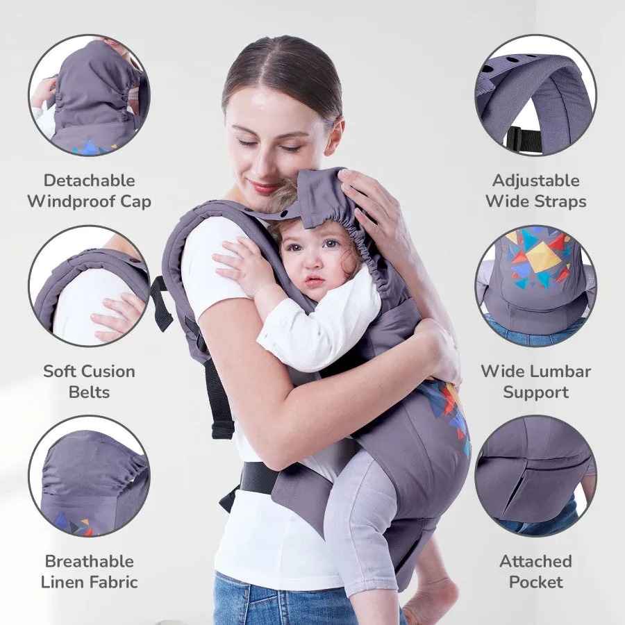 Hug Me Elite Baby Carrier Front & Back Carrier Position, Soft Linen Fabric, Wide Strap With Cap & Mobile Pocket