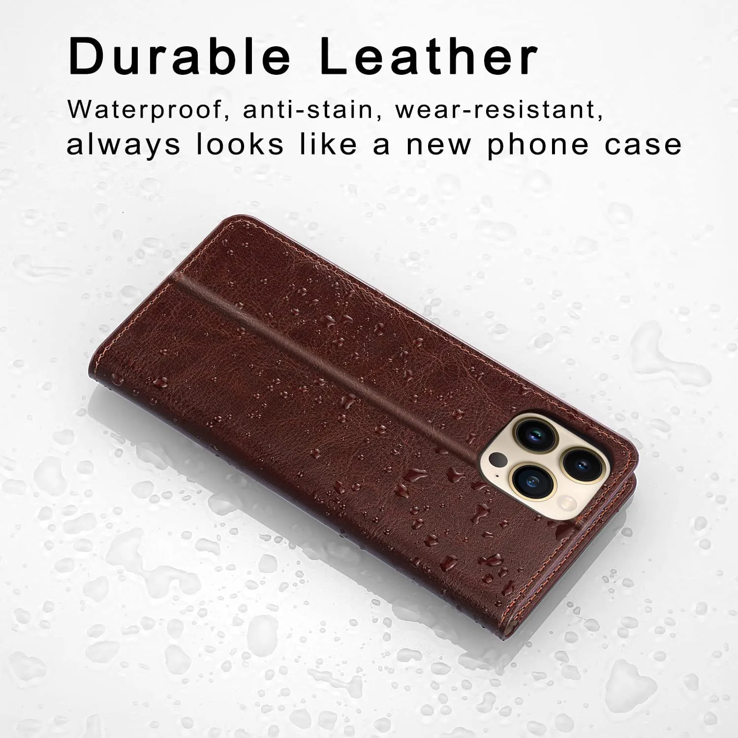 iPhone 14 Pro Max Case Genuine Leather Wallet Case