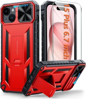 iPhone 15 Plus Heavy Duty Shockproof Kickstand Cover Case