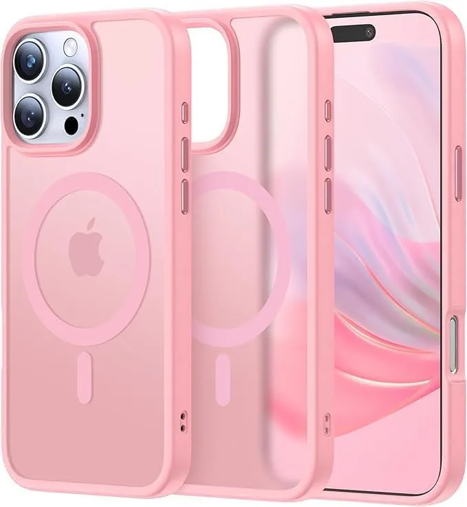 iPhone 16 Pro Case Pink Shockproof Drop Protection Mag safe Case