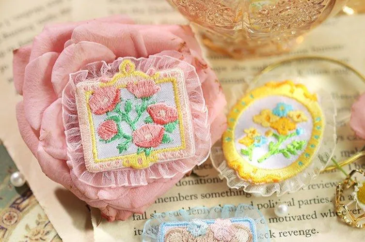 Lovers of Letters Garden Art Museum Series Dreamy Decorative Lace Embroidery Stickers NP-000064