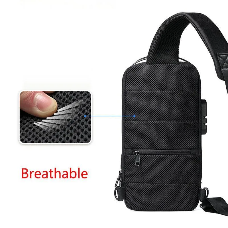 Men Travel Messenger Waterproof USB Anti-theft Multifunction Crossbody Bag