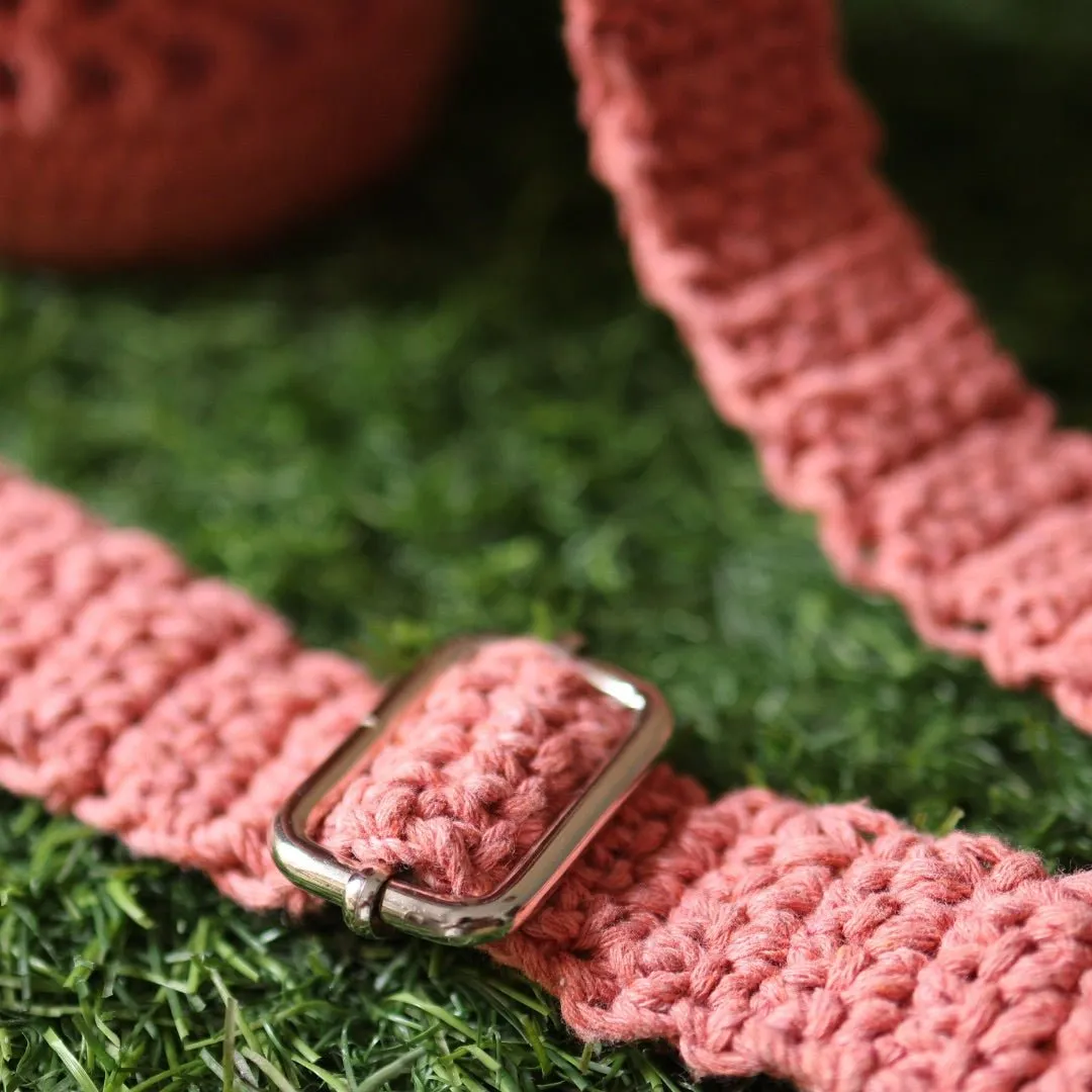 Peach Handmade Crochet Sling Bottle Cover