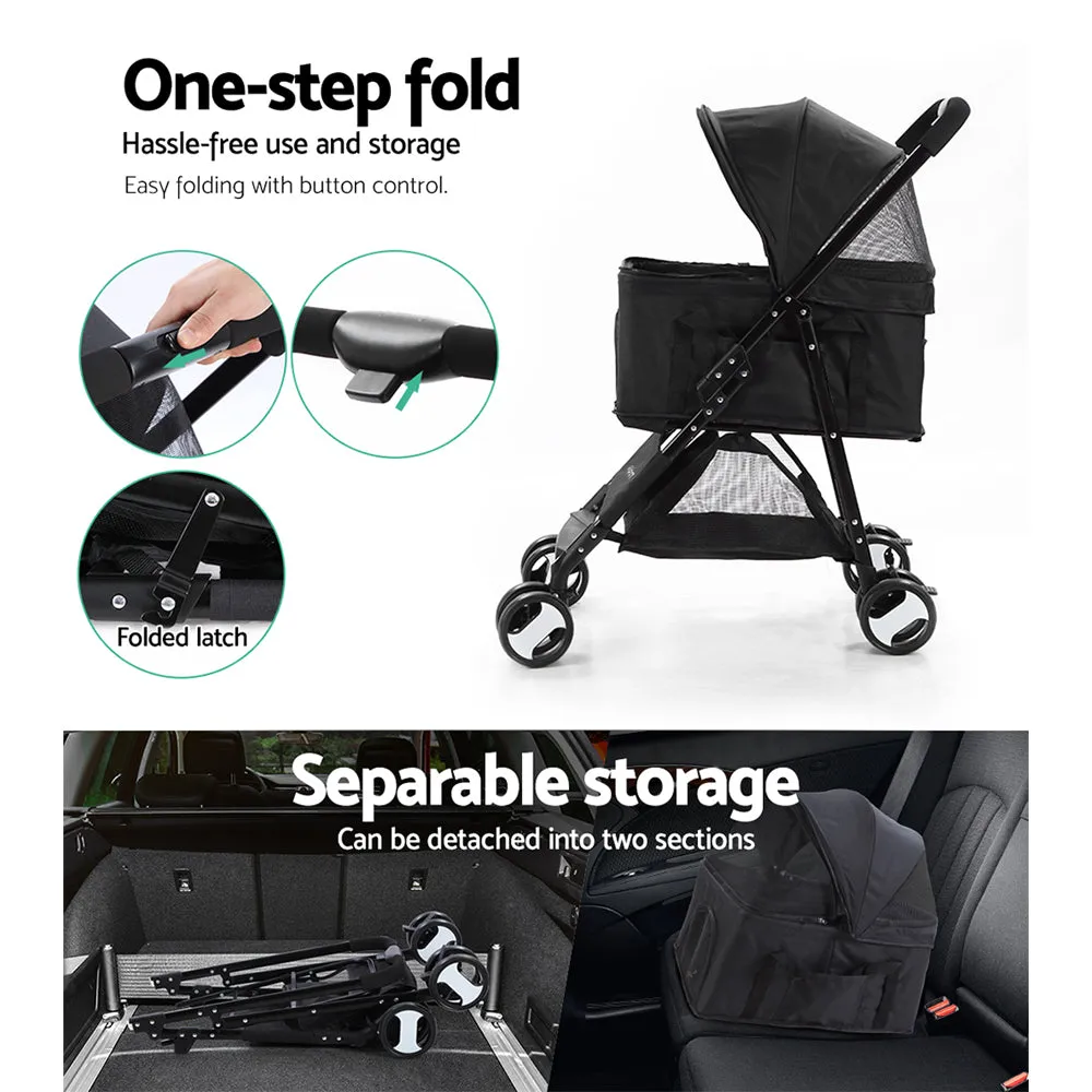 Pet Stroller Dog Carrier Foldable Pram 3 IN 1 Black Medium