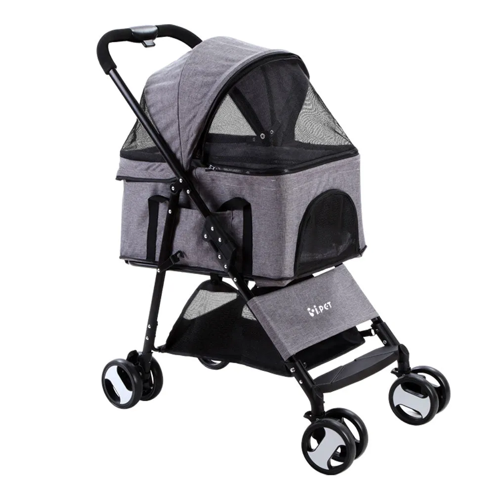 Pet Stroller Dog Carrier Foldable Pram 3 IN 1 Grey Medium