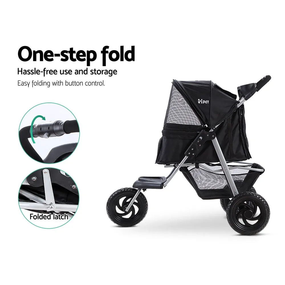 Pet Stroller Dog Carrier Foldable Pram Black Large