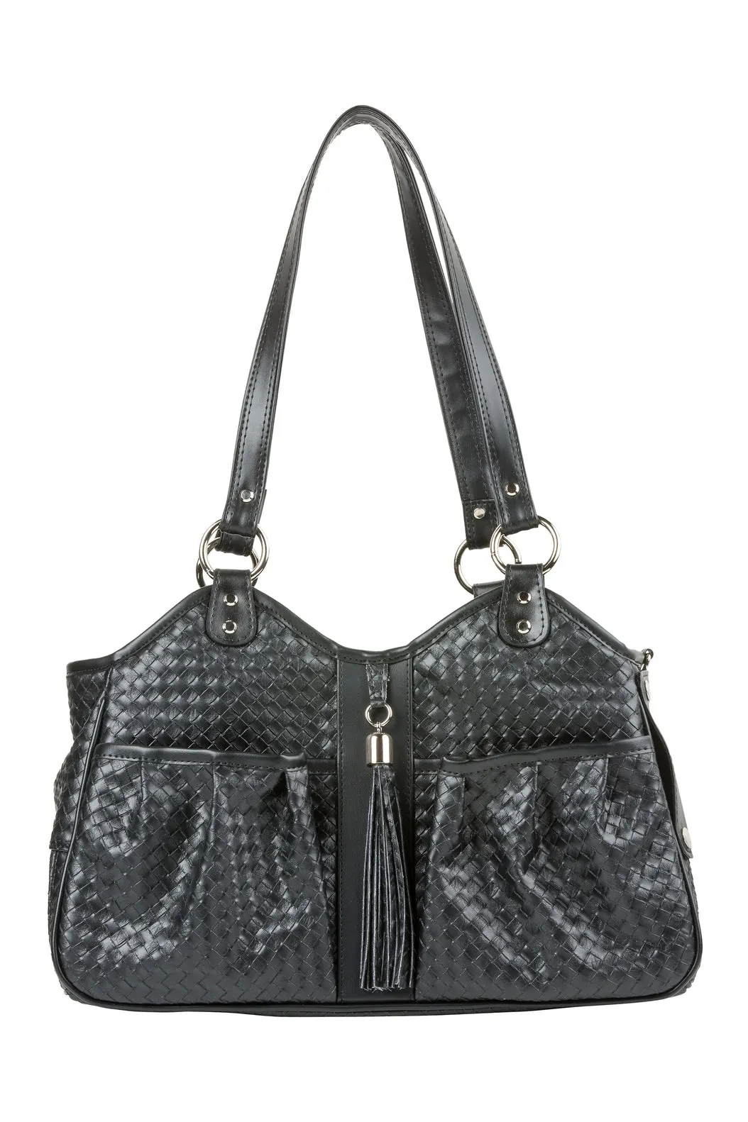 Petote Metro Dog Carrier - Black Woven With Tassel