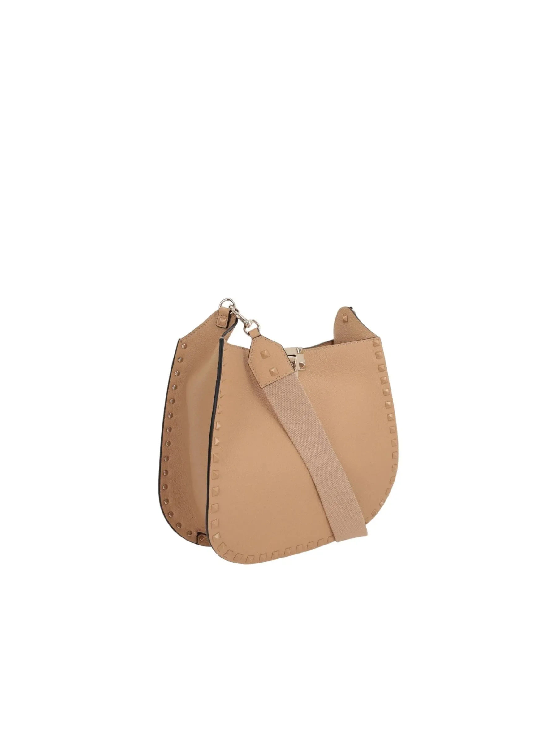 Rockstud Grainy Leather Hobo Bag