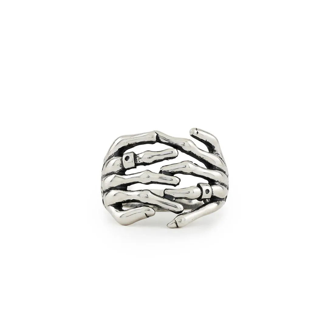 Silver Skeleton Hands Ring