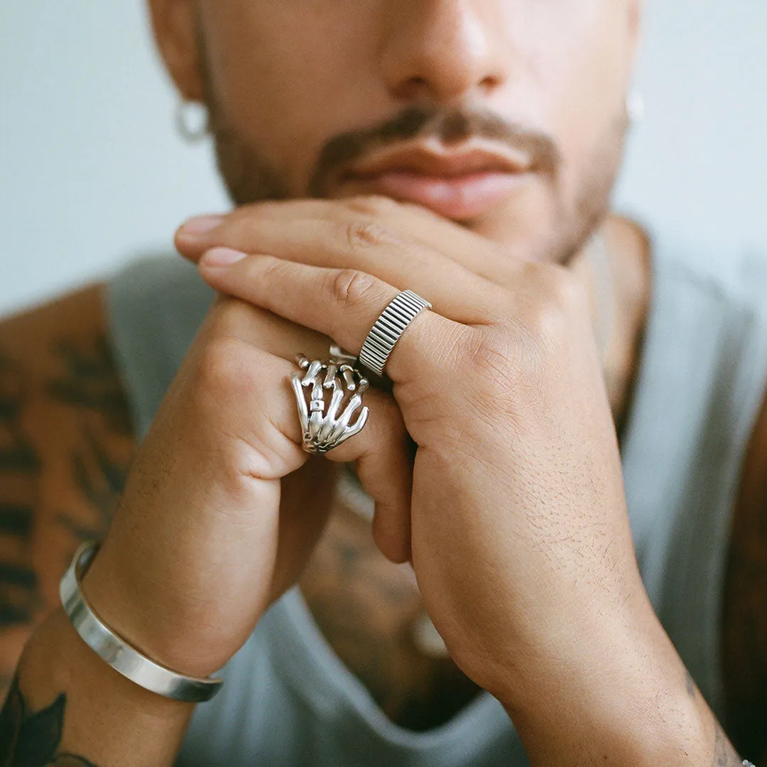 Silver Skeleton Hands Ring