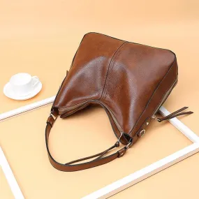 Spacious Leather Shoulder Bag