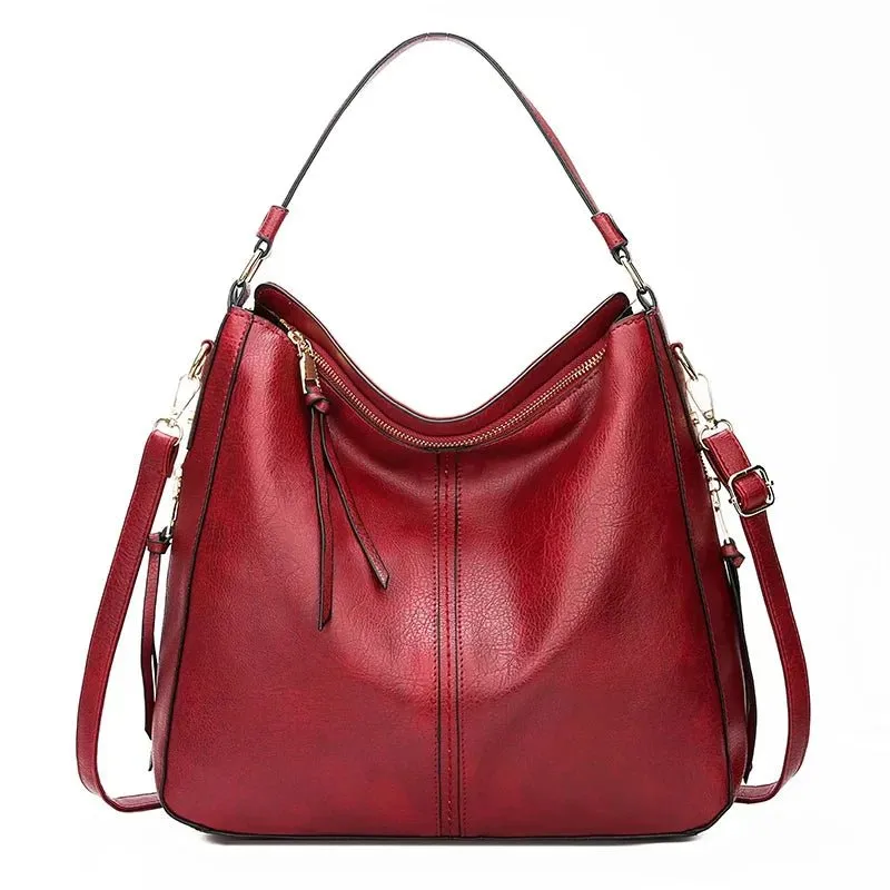 Spacious Leather Shoulder Bag