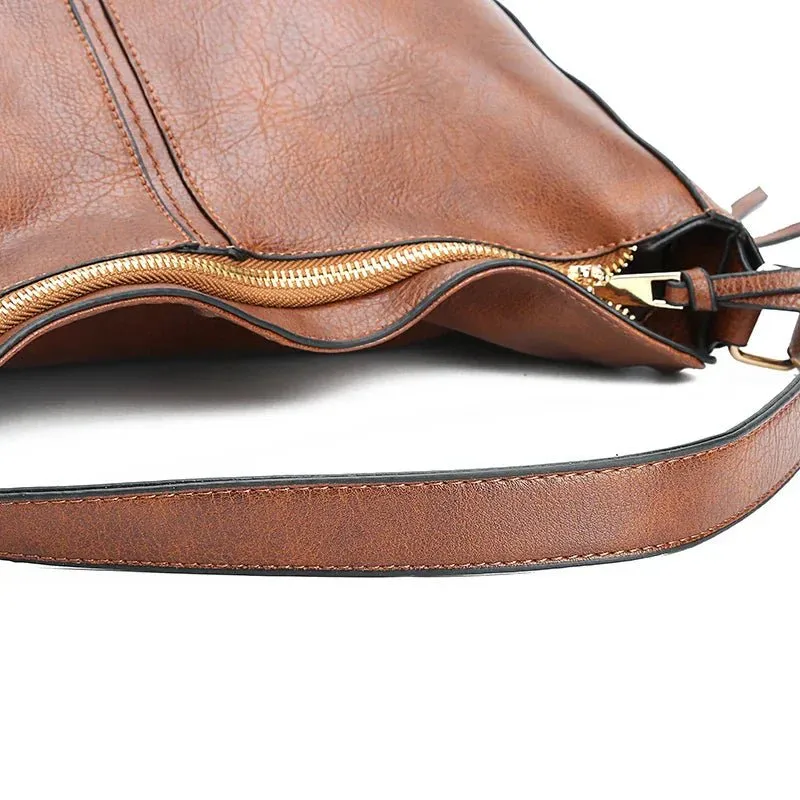 Spacious Leather Shoulder Bag