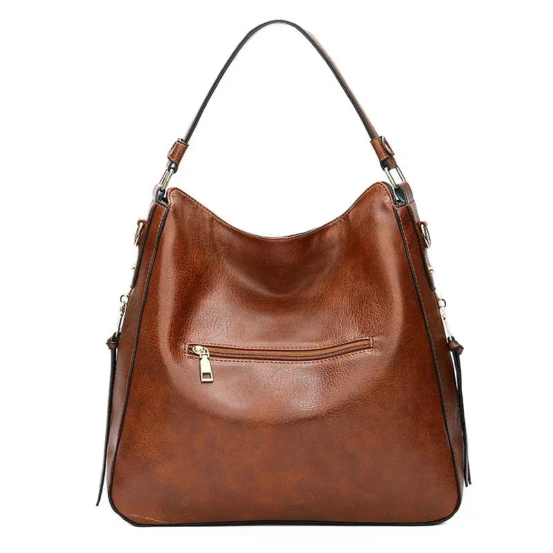 Spacious Leather Shoulder Bag