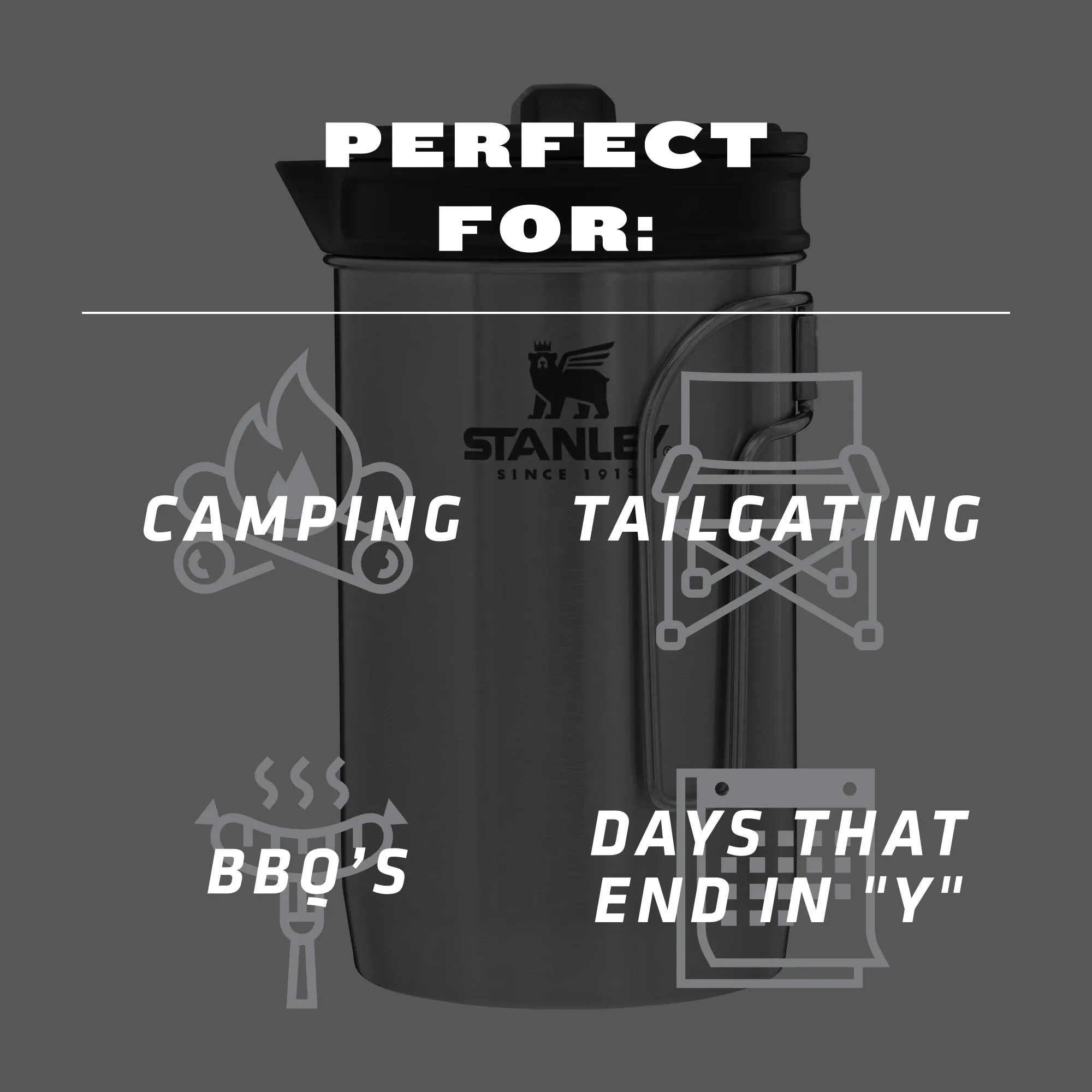 Stanley Adventure All-In-One Boil   Brew Camping French Press 32 oz - Stainless Steel