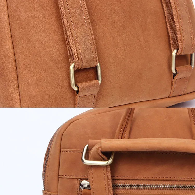 Vintage Womens Brown Crazy Horse Leather Backpack Bag Purse Cross Shoulder Bag For Women