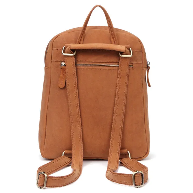 Vintage Womens Brown Crazy Horse Leather Backpack Bag Purse Cross Shoulder Bag For Women