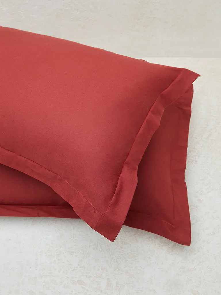 Westside Home Dark Red Solid Pillowcase (Set of 2)